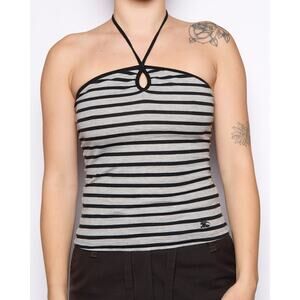 Burberry Grey Navy Striped Halter Top